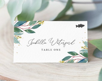 Wedding Place Cards with Meal Choice, Greenery Wedding Place Cards Template, Printable Wedding Place Cards, Instant Download, Templett, #011