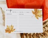 Printable Recipe Cards, Fall Recipe Card, Thanksgiving Recipe Card Template, 4x6 Recipe Card, 2-Sided Recipe Card Download, Templett, #TG1