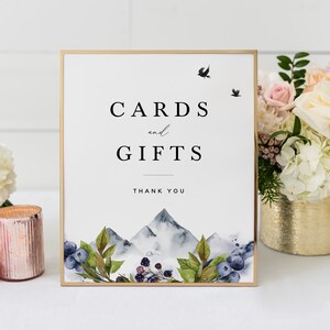 Rustic Mountain Cards and Gifts Wedding Table Sign (5x7" & 8x10"), Printable Wedding Cards and Gifts Sign, Gifts Table Sign Templett, #009