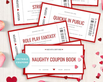 Naughty Valentine Coupon Book, Kinky Valentines Love Coupons, Editable Adult Valentine's Day Cards, Valentine's Day Gift, Templett, #V21