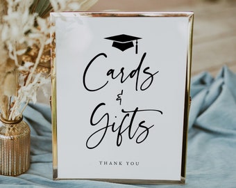 Graduation Sign Template, Printable Graduation Party Cards & Gifts Sign, Editable Graduation Party Table Sign, Instant Download, Templett