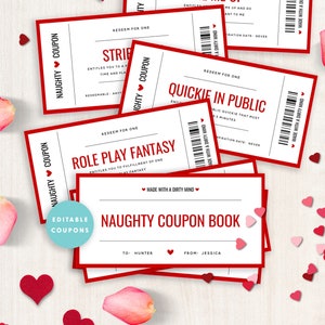 Naughty Valentine Coupon Book, Kinky Valentines Love Coupons, Editable Adult Valentine's Day Cards, Valentine's Day Gift, Templett, #V21