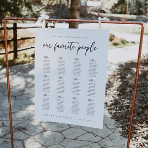 Minimalist Seating Chart Template, Modern Wedding Seating Chart Poster, Printable Seating Chart, Editable Template, Templett, #016