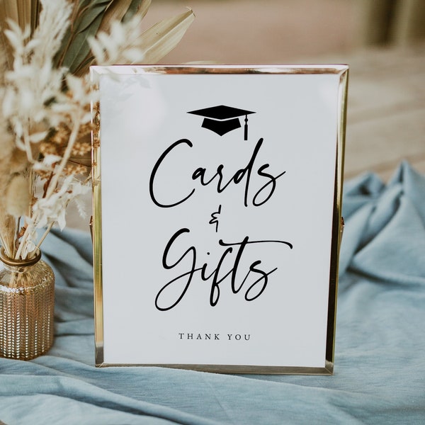 Graduation Sign Template, Printable Graduation Party Cards & Gifts Sign, Editable Graduation Party Table Sign, Instant Download, Templett