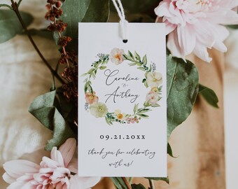 Boho Wedding Favor Tag Template, Elegant Wedding Favor Tag, Printable Thank You Favor Tag Download, Editable Favor Tags, Templett, #018