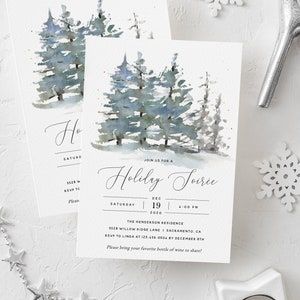 Printable Holiday Party Invitation, Christmas Party Invitation, Holiday Soiree Party Invitation, Holiday Cocktail Party Invite, Templett