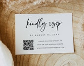 QR Code RSVP Card Template, Scan QR Code Wedding Response Card, Minimalist Wedding Rsvp Card, Instant Download, Templett, #016