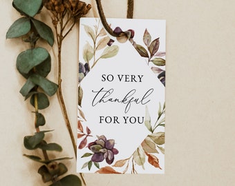 Printable Thankful Gift Tag, Thankful for You Tag, Friendsgiving Favor Tag, Fall Favor Tag Download, Editable Favor Tags, Templett, #TG2