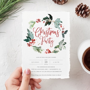 Christmas Party Invitation, Holiday Party Invitation Template, Printable Christmas Party Invitation, Instant Download, Templett