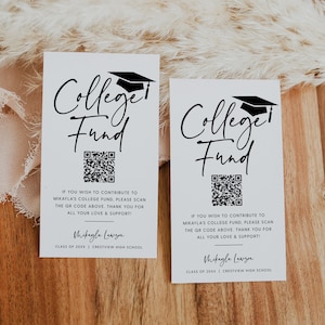 QR Code College Fund Graduation Insert, Printable Graduation College Fund Insert Template, Editable Graduation Insert, Templett, #GRD