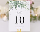 Eucalyptus Wedding Table Numbers, Greenery Wedding Table Number Cards (4x6" & 5x7"), Printable Wedding Table Number Download, Templett, #002