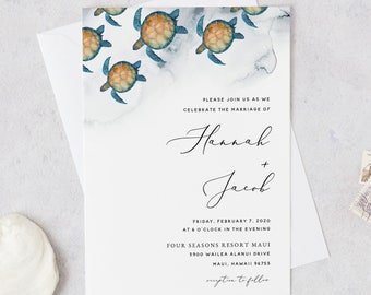 Beach Wedding Invitation Template, Destination Wedding Invitation Download, Tropical Wedding Invitation, Printable Wedding Invitation, #008