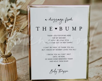 Printable Baby Shower Bump Sign, Message from the Bump Sign, Thank You from Baby Sign, Message from Baby Shower Sign, Templett