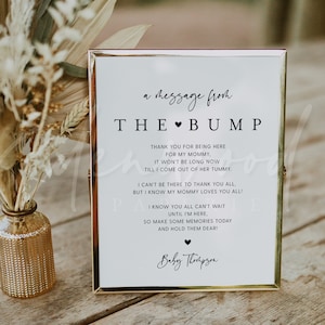 Printable Baby Shower Bump Sign, Message from the Bump Sign, Thank You from Baby Sign, Message from Baby Shower Sign, Templett