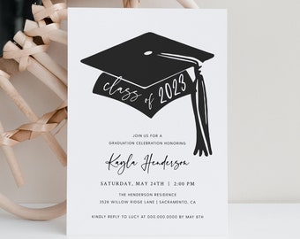 Graduation Party Invitation Template, Printable Graduation Party Invitation, Editable Graduation Party Invitation Download, Templett