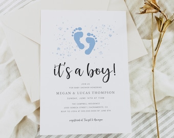 It's a Boy Baby Shower Invitation Template, Baby Boy Shower Invitation Download, Printable Boy Baby Shower Invitation, Templett, #FP