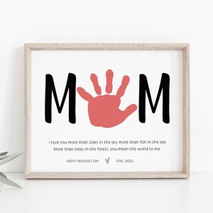 Mother&#39;s Day Handprint Art, Mother&#39;s Day Handprint Art Template, Printable Mother&#39;s Day Gift from Child, Instant Download, Templett, #MD