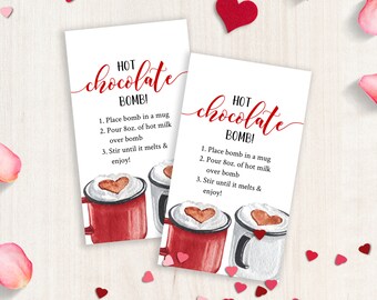 Valentine's Day Hot Chocolate Bomb Tag, Printable Hot Chocolate Bomb Gifts Tags, Valentine's Day Tag, Hot Cocoa Bomb Tag, Templett, #V21