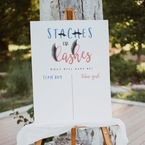 Staches or Lashes Gender Prediction Game, Gender Reveal Cast Your Vote Game, Baby Gender Guessing Game, Baby Shower Sign, Templett, #GR3