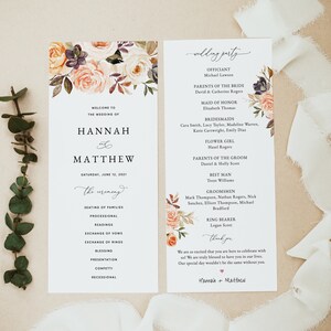 Herbst-Hochzeitszeremonie, Herbst-Hochzeitsprogramm, Hochzeits-Rang der Ereignisse, druckbare Hochzeitsprogramm, Templett, #010