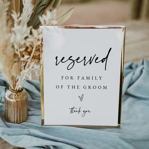 Reserved Signs for Wedding, Reserved for Family Wedding Signs, Reserved Table Sign Template, Reserved Seating Sign, Templett, #016
