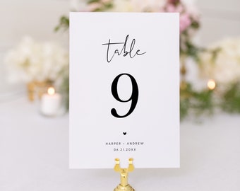 Wedding Reception Table Numbers, Printable Wedding Table Number Cards (4x6" & 5x7"), Editable Wedding Table Numbers Template, Templett, #021
