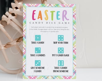 Easter Dice Game, Printable Easter Games for Kids, Editable Classroom Easter Games, Family Friendly Easter Party Games, Templett, #EAS