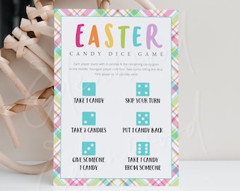 Easter Dice Game, Printable Easter Games for Kids, Editable Classroom Easter Games, Family Friendly Easter Party Games, Templett, #EAS
