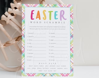 Easter Word Scramble Game, Printable Classroom Easter Games for Kids, Editable Easter Game, Family Easter Party Game, Templett, #EAS