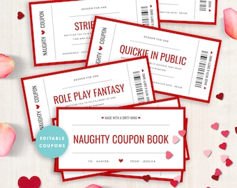 Kinky Coupon Book, Naughty Sex Coupons, Editable Adult Coupons, Printable Sexy Coupon Book, Anniversary Gift, Birthday Gift, Templett, #V21