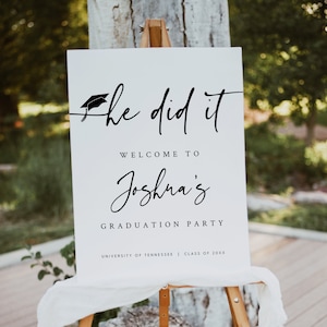 Il l&#39;a fait Graduation Welcome Sign Template, Printable Graduation Party Welcome Sign, Editable Graduation Party Welcome Sign, Templett