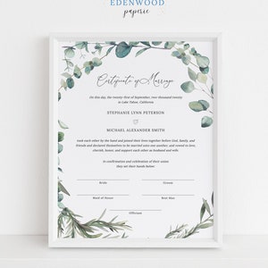 Boho Hochzeit Heiratsurkunde Andenken Vorlage, Dekorative Heiratsurkunde, druckbare Heiratsurkunde Download, #007