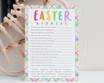 Easter Riddles Game, Easter Games for Kids & Adults, Printable Classroom Easter Game for Kids, Family Easter Party Game, Templett, #EAS