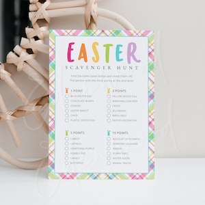 Easter Scavenger Hunt, Printable Easter Game for Kids, Editable Easter Game, Family Friendly Easter Party Game, Templett, #EAS