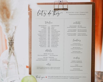 Bridal Party Timeline Template, Wedding Day Itinerary, Details for Bridesmaids & Groomsmen, Wedding Day Order of Events, Templett