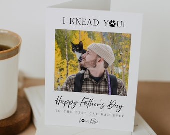 Father's Day Cat Dad Card, Cat Father's Day Card Template, Father's Day Card from Cat, Best Cat Dad Ever Card Download, Templett, #FD