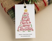 Christmas Gift Tag, Printable Christmas Gift Tag Template, Holiday Party Favor Tag, Editable Christmas Gift Tag Download, Templett