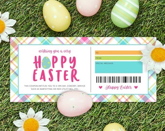 Easter Coupon Template, Printable Easter Bunny Coupon, Easter Coupon Gift for Kids & Adults, Last Minute Easter Gift, Templett, #EAS