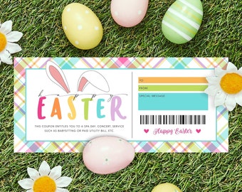 Easter Coupon, Easter Bunny Coupon, Printable Easter Coupon for Kids & Adults, Last Minute Easter Gift, Editable Coupon, Templett, #EAS