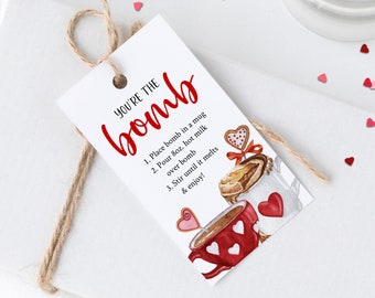 Valentine's Day Hot Chocolate Bomb Tag, Printable Hot Chocolate Bomb Gifts Tags, Valentine's Day Tag, Hot Cocoa Bomb Tag, Templett, #V21