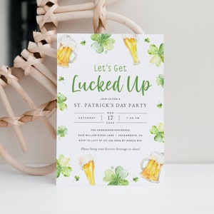 St. Patrick's Day Party Invitation, Editable St. Paddy's Day Invitation Template, Printable St. Patty's Day Party Invitation, Templett, SPD image 1