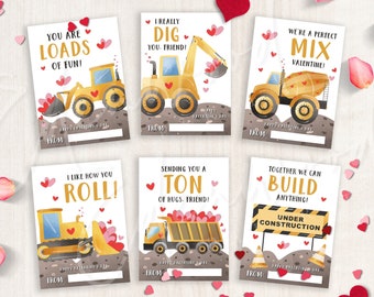 Printable Construction Valentine's Day Cards, Classroom Valentine's Day Cards for Kids, Valentine's Day Gift Tags, Instant Download, #V21