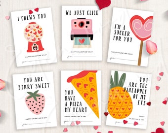 Printable Pun Valentine's Day Cards, Classroom Valentine's Day Cards for Kids, Valentine's Day Gift Tags, Instant Download, #V21