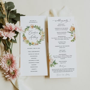 Boho Floral Wedding Program Template, Boho Greenery Wedding Ceremony ...
