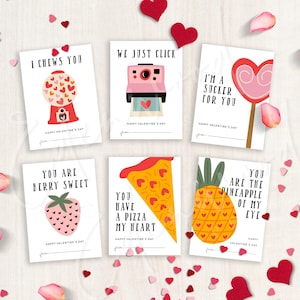 Printable Pun Valentine's Day Cards, Classroom Valentine's Day Cards for Kids, Valentine's Day Gift Tags, Instant Download, #V21