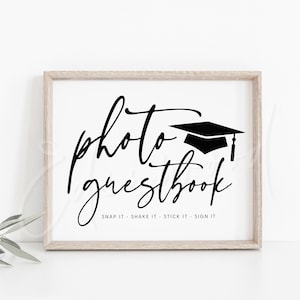 Graduation Guestbook Sign, Printable Graduation Photo Guestbook Sign, Guestbook Table Sign, Editable Graduation Sign, Templett, GRD image 1