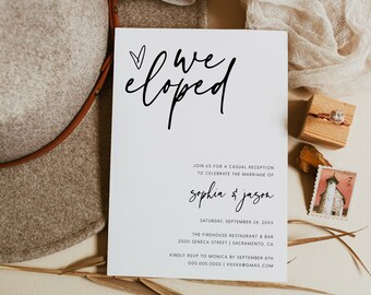 Photo Elopement Reception Invitation, Happily Ever After Party Invitation Template, Minimalist Wedding Reception Invitation, Templett, #016