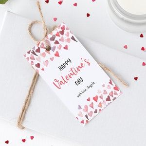 Editable Valentine's Day Tag, Printable Valentine Gifts Tags, Hearts Valentine's Day Cards, Valentines Day Gift Tag Download, Templett, #V21