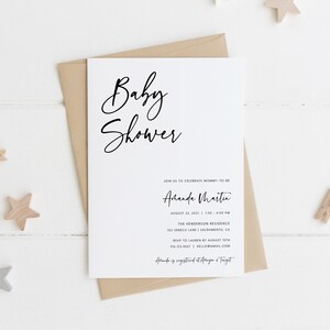 Minimalist Baby Shower Invitation Template, Editable Baby Shower Invitation Download, Printable Baby Shower Invitation, Templett, #05B