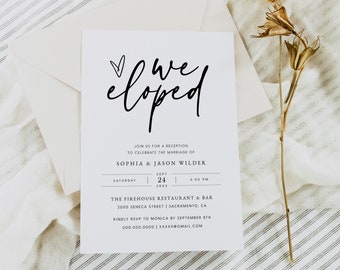 Elopement Reception Invitation Template, We Eloped Announcement, Happily Ever After Reception Party Invitation, Templett, #016